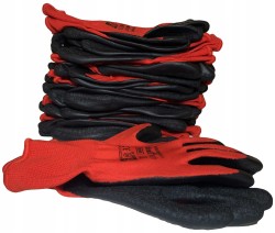 12 Pairs Latex Work Gloves Size "9"