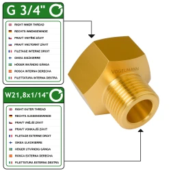  VOGELMANN Reducer G3/4" Female to W21.8x1/14" Male – Brass