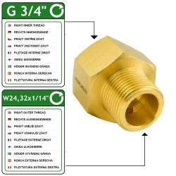 VOGELMANN Reducer G3/4" Female to W24.32x1/14" Male – Brass 
