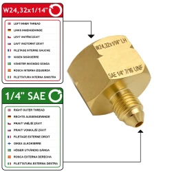 Adapter W24.32x1/14 LH Female to G1/4" SAE RH Male Vogelmann