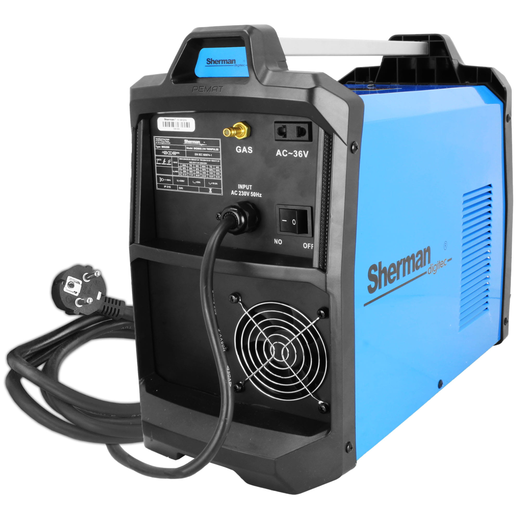 Poste à Souder TIG 210 AC/DC Sherman - Inverter IGBT, Soudage TIG AC/DC Et MMA, 200A, Avec Torche Et Câbles